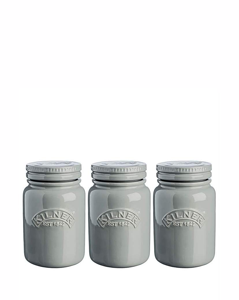 Kilner 3 Ceramic Storage Jars - Grey