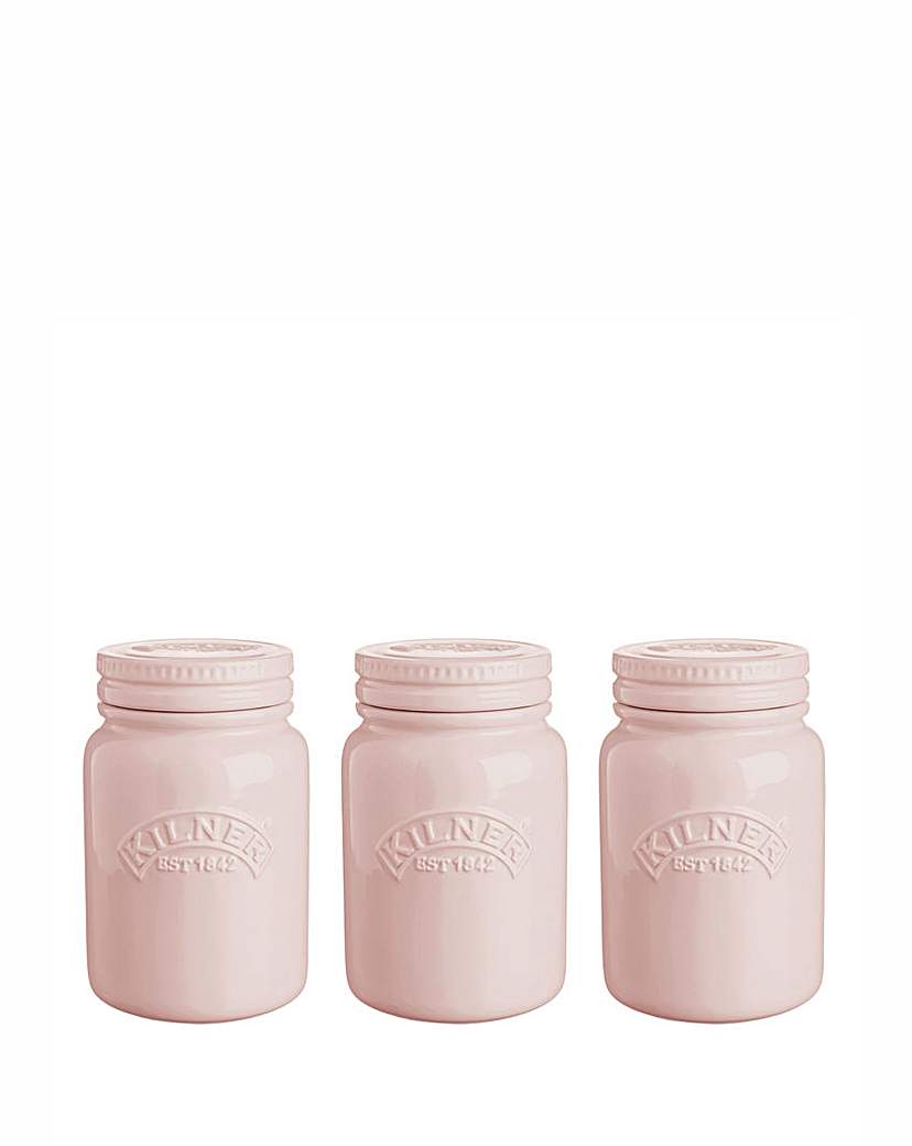 Kilner 3 Ceramic Storage Jars - Pink