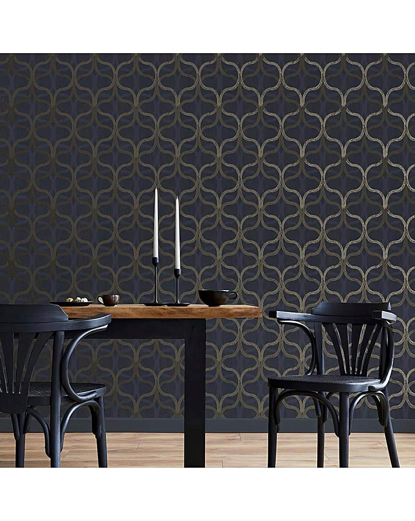 Boutique Geo Navy & Gold Wallpaper