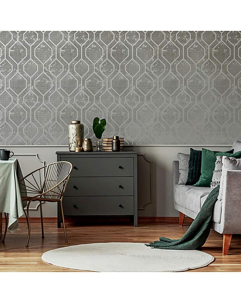 Superfresco Geometric Silver Wallpaper