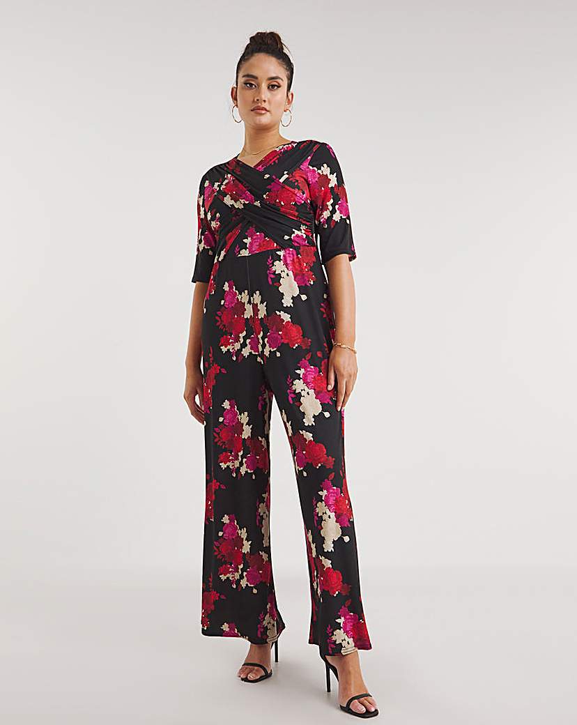 Made In GB Cross Front Jumpsuit - Black Floral