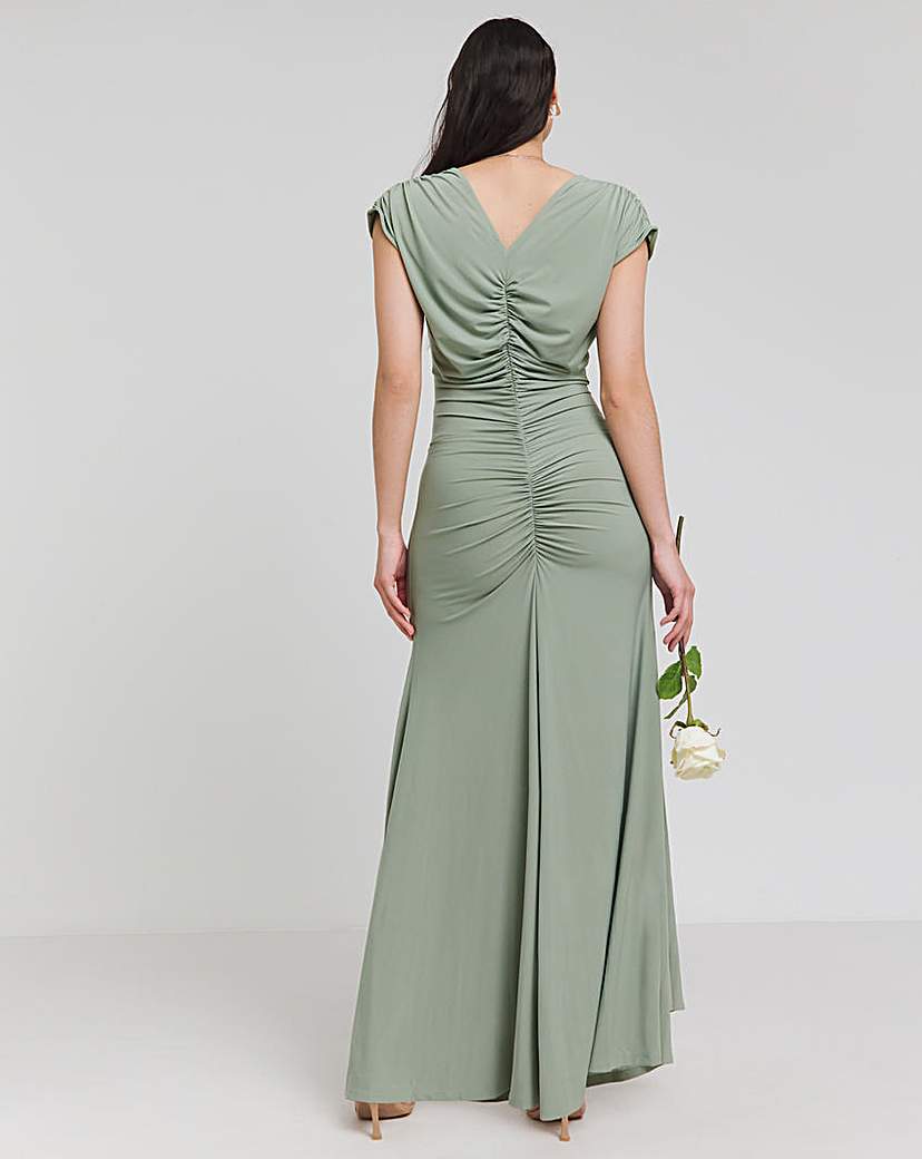 Sage Ruched Bridesmaid Dress