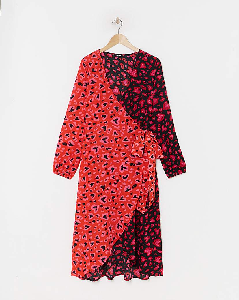 Mixed Animal Print Wrap Dress