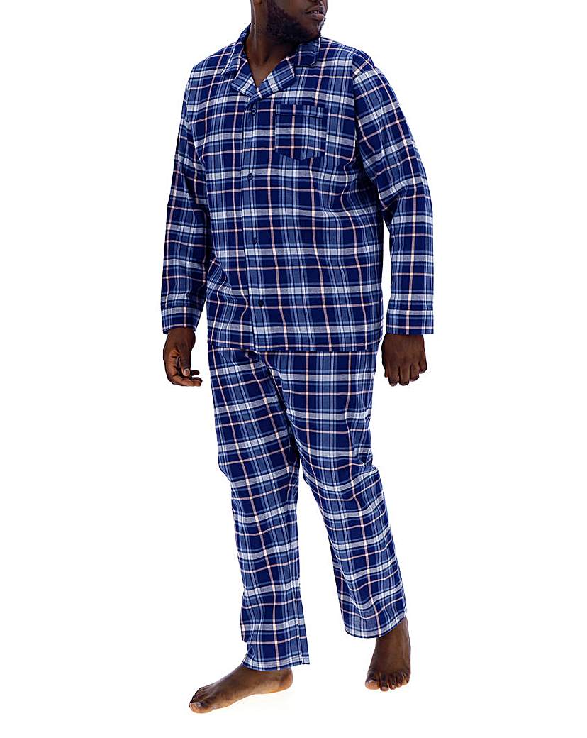 Image of Navy Check Long PJ Set