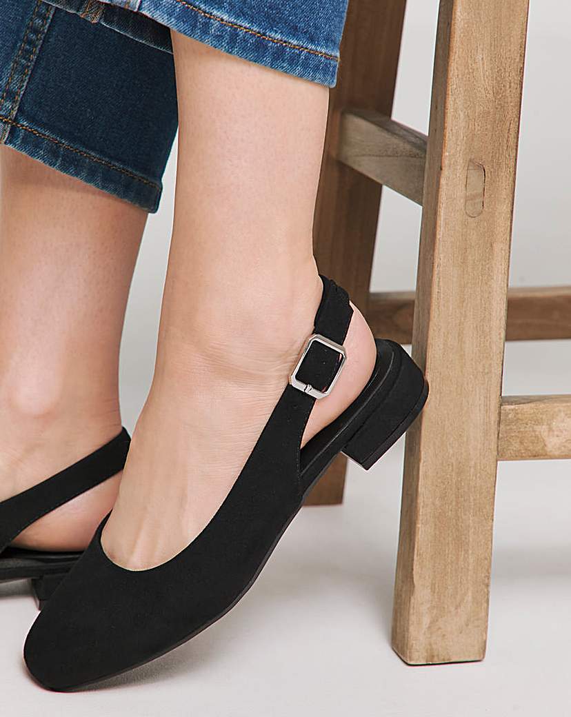 Low Block Heel Slingback Shoe Wide Fit