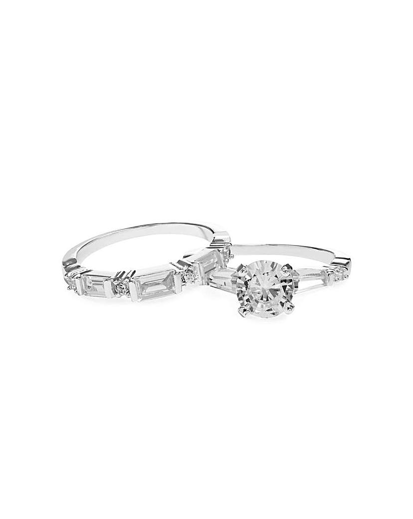 Jon Richard Silver Engagement Ring Set - Gift For Her