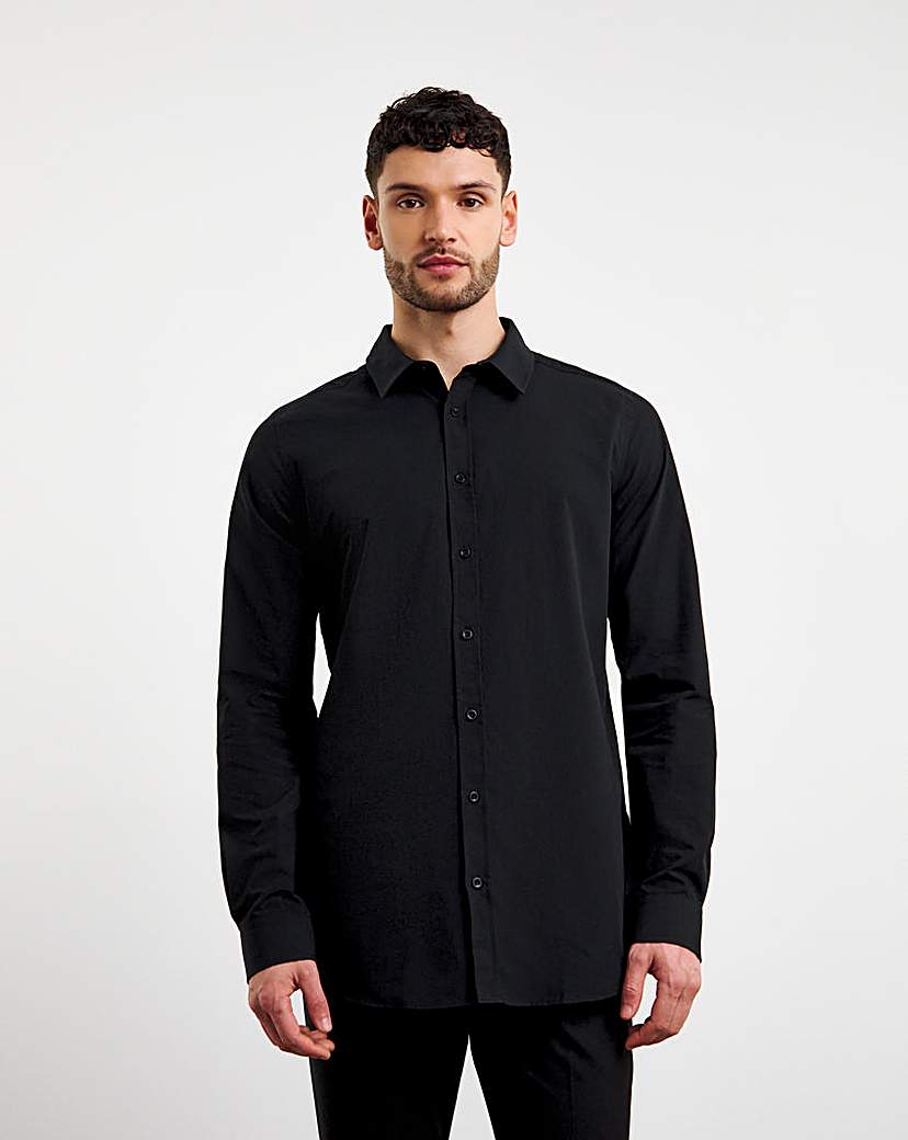 Image of Black Long Sleeve Formal Shirt Long