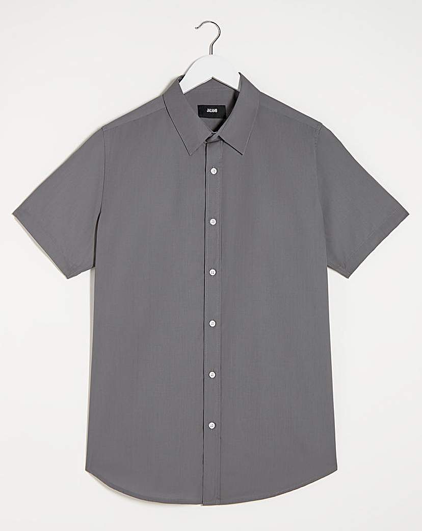 Grey Short Sleeve Formal Shirt Reg