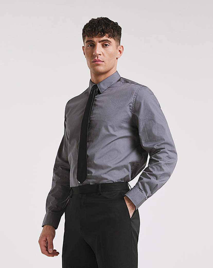 Grey Long Sleeve Formal Shirt Reg