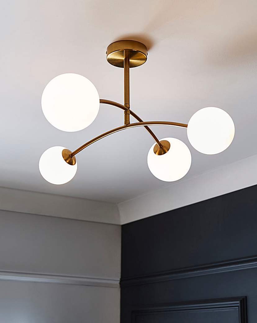Joanna Hope Brushed Gold Ceiling Light - White/Gold