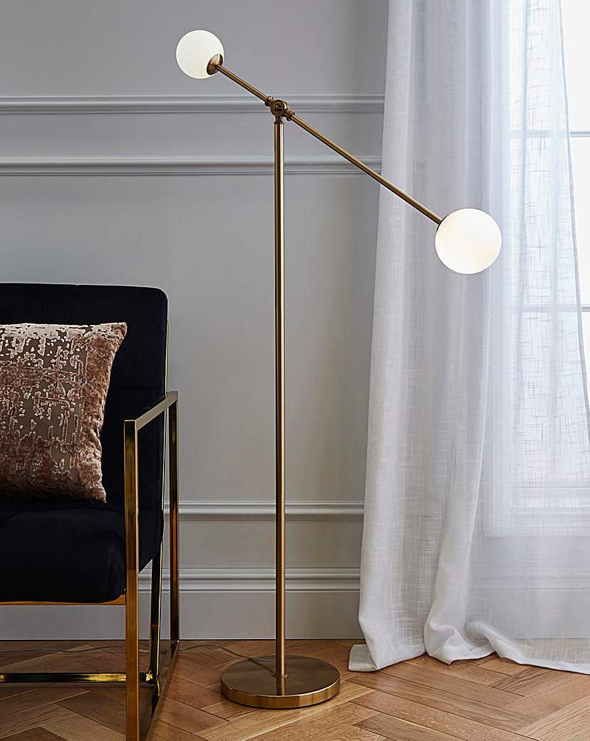 Joanna Hope Brushed Gold Floor Lamp - White/Gold