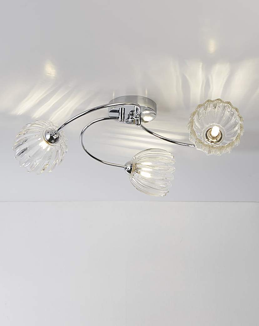 Chrome Ceiling Light with Glass Shades