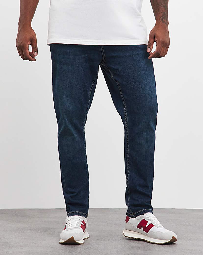 Darkwash Tapered Fit Stretch Jeans