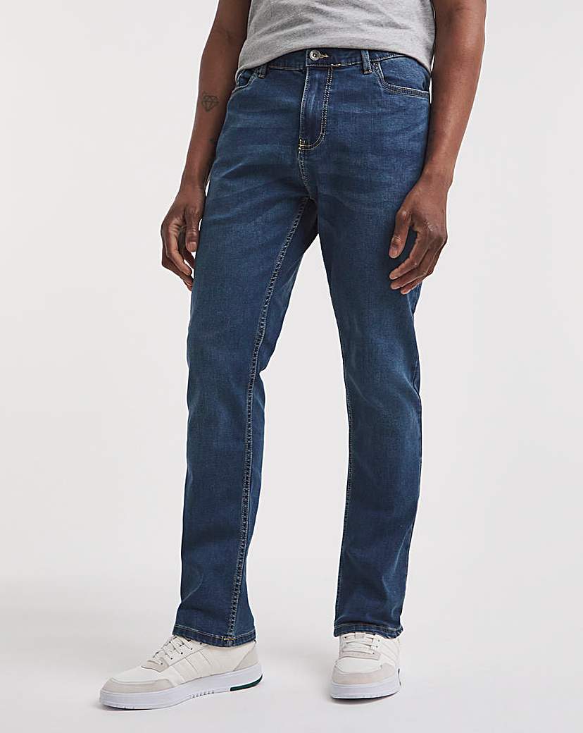 Stonewash Straight Fit Stretch Jeans