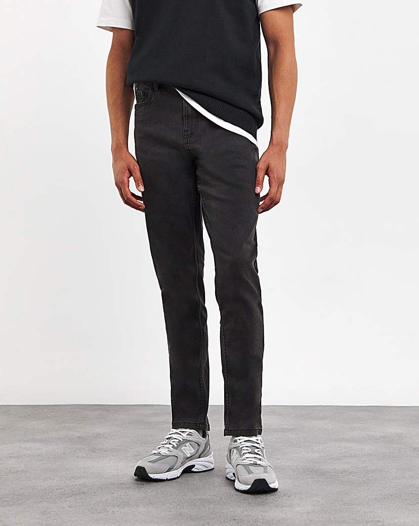 Blackwash Tapered Fit Stretch Jeans