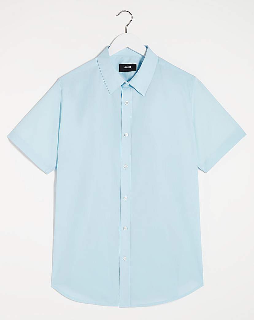 Men's Blue Short Sleeve Formal Shirt Reg