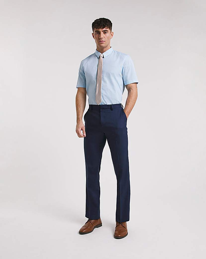 Blue Short Sleeve Formal Shirt Long