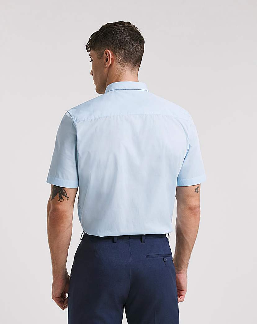 Blue Short Sleeve Formal Shirt Long