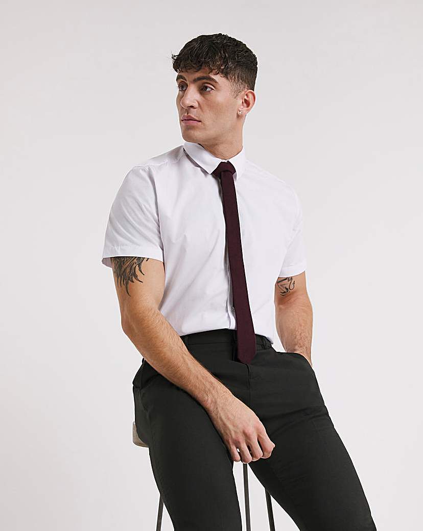 White Short Sleeve Formal Shirt Reg