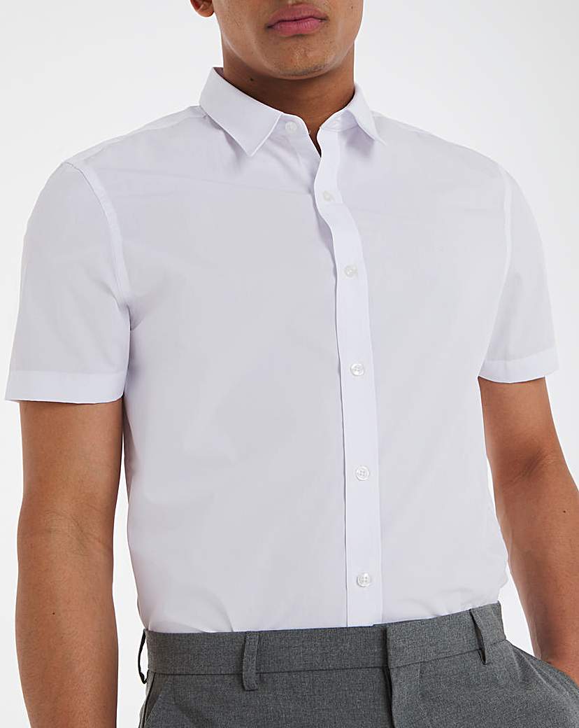 White Short Sleeve Formal Shirt Long