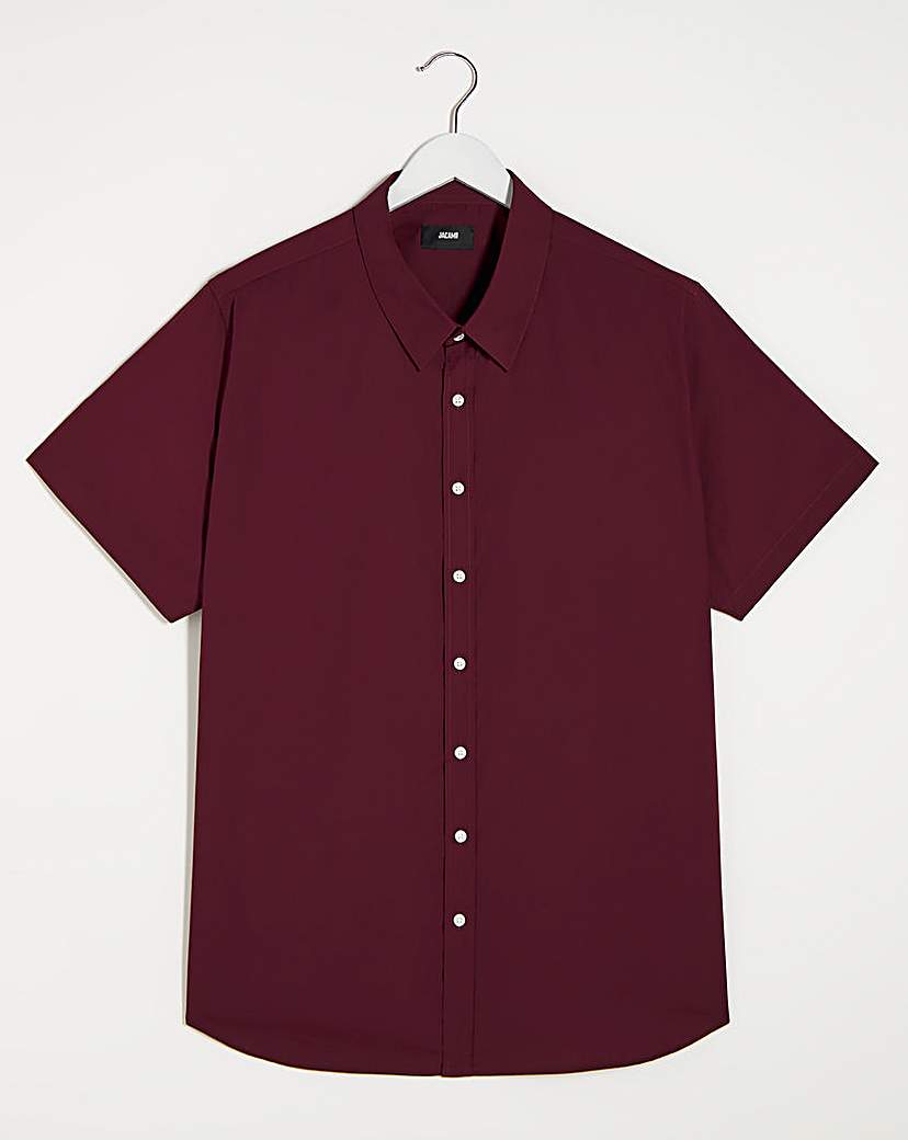 Wine Short Sleeve Formal Shirt Long