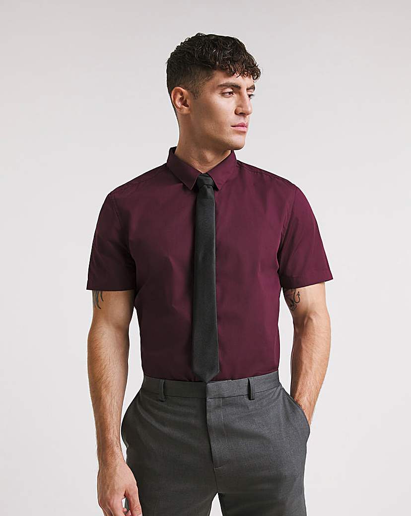 Wine Short Sleeve Formal Shirt Reg