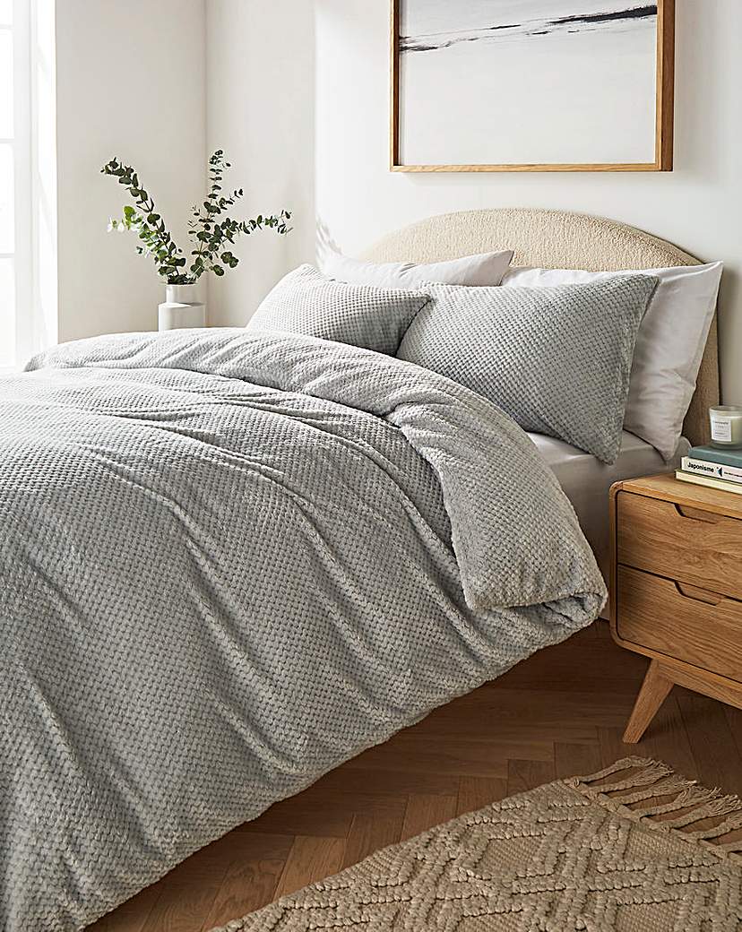 Cosy Textured Fleece Duvet Cover Set