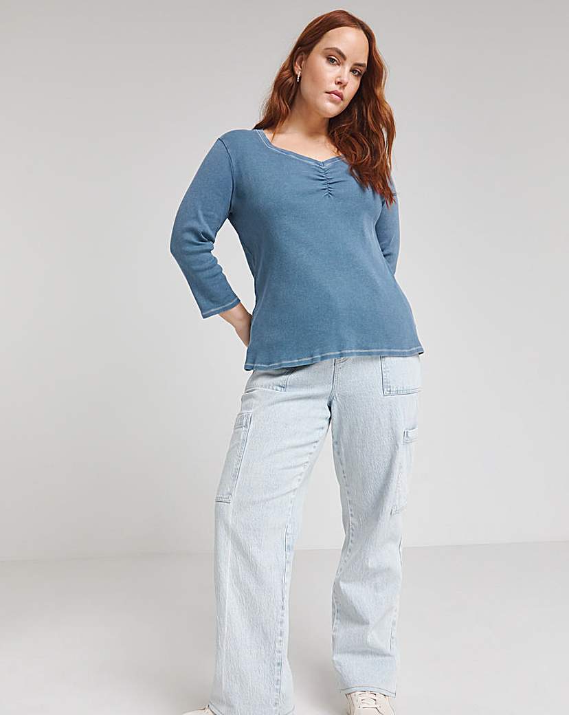 Ribbed V Neck Top