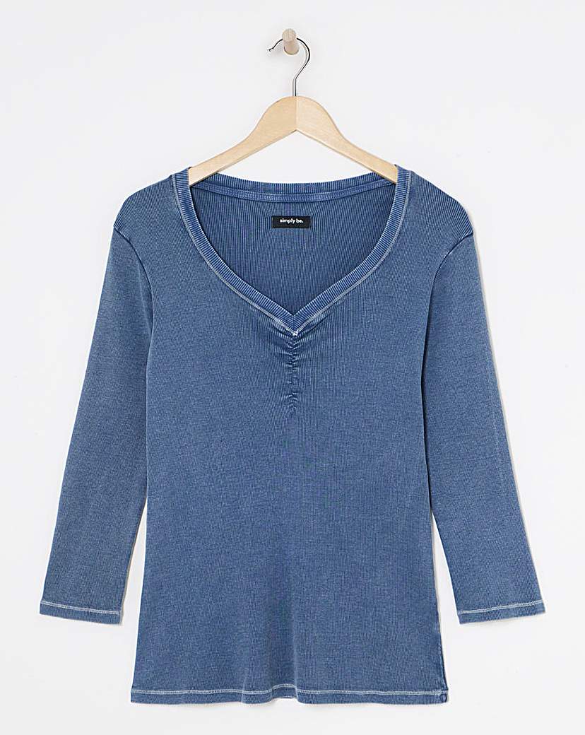 Ribbed V Neck Top
