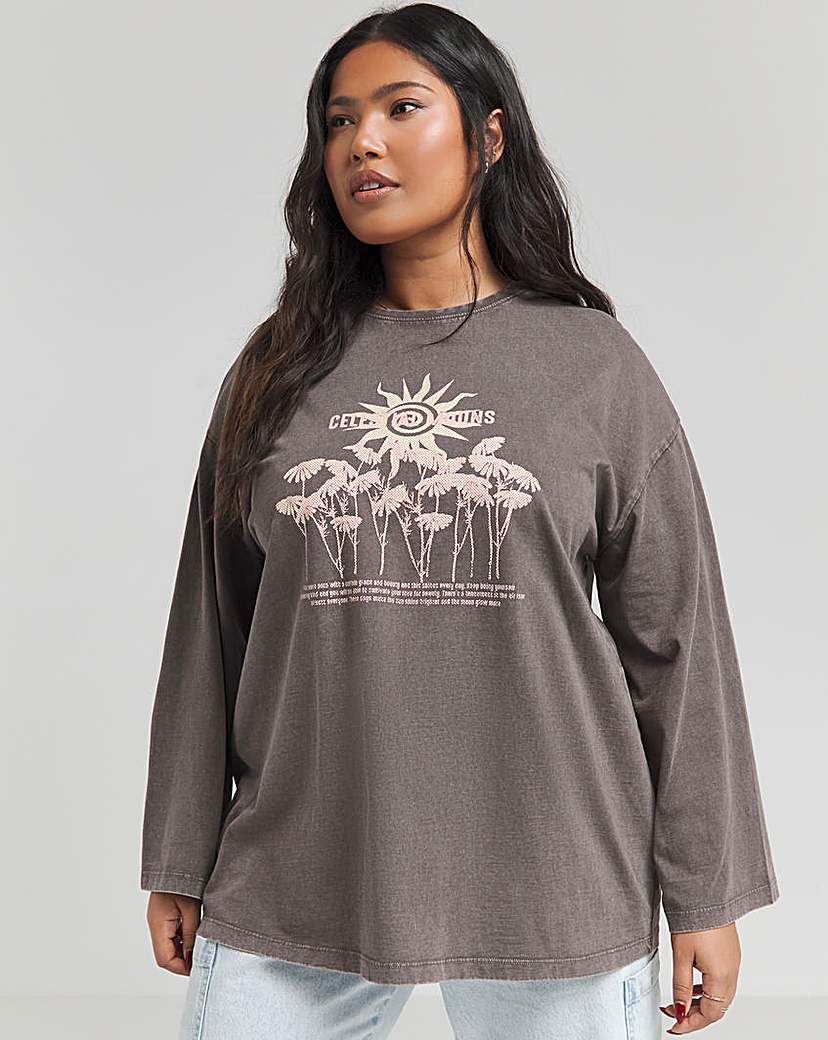 Celestial Moons Long Sleeve Slogan Tee