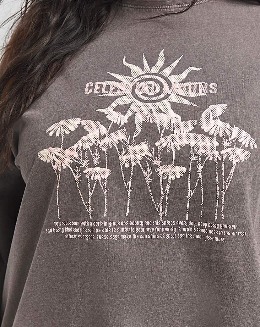 Celestial Moons Long Sleeve Slogan Tee