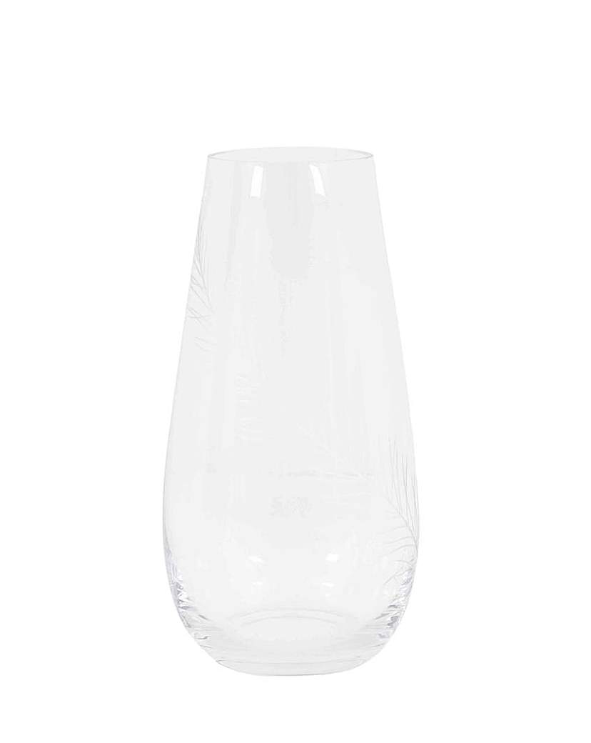 Clear Vase with Etched Feather 30cm - Clear