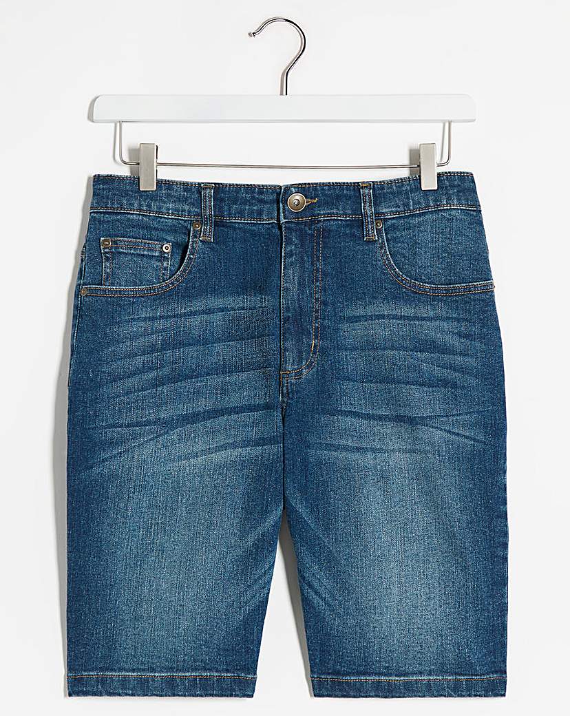 Stonewash Stretch Denim Shorts