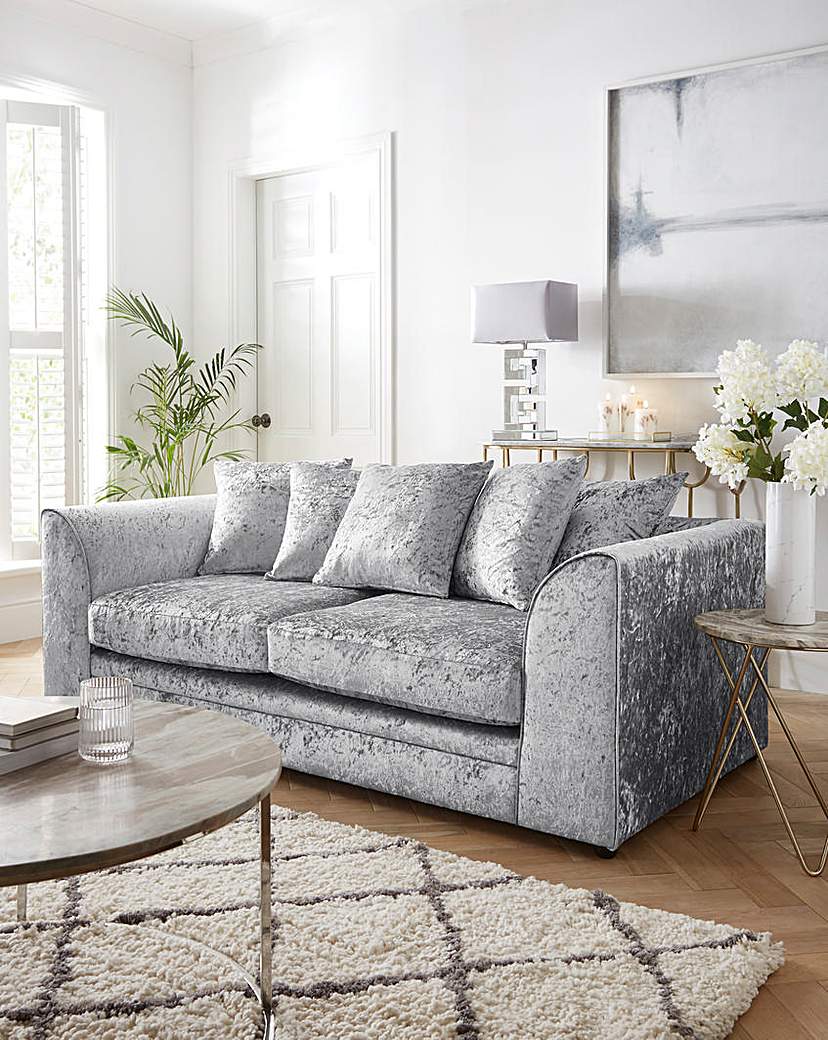 Chicago Crushed Velvet 3 Seater Sofa - Silver