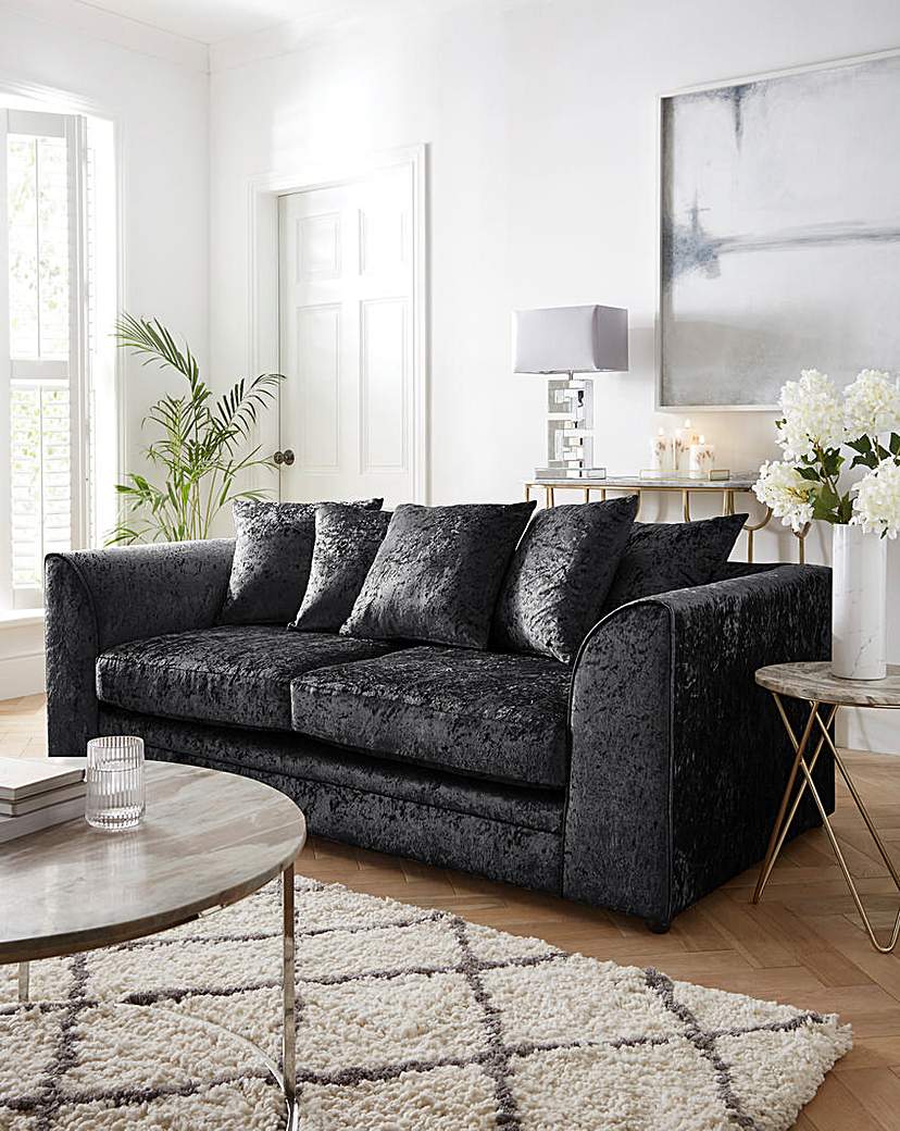 Chicago Crushed Velvet 3 Seater Sofa - Black