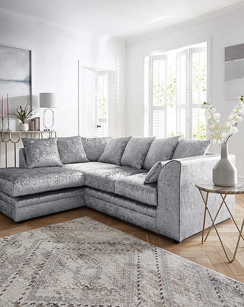 Chicago Left Hand Corner Chaise Sofa - Silver