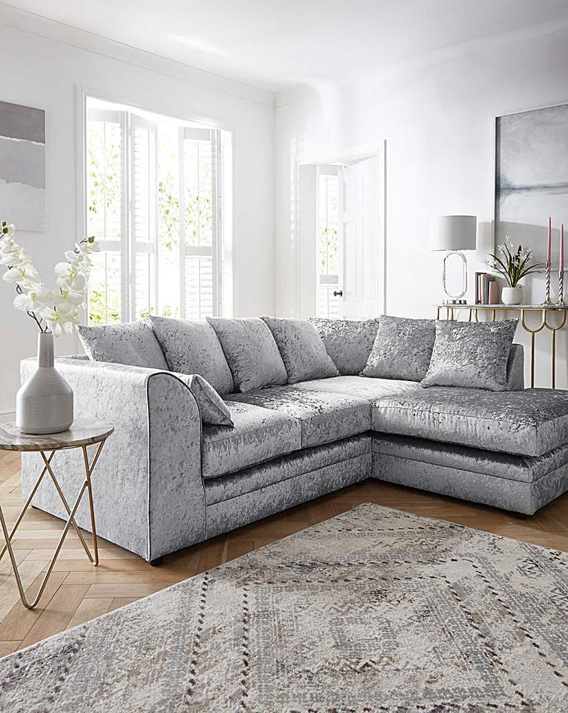 Chicago Right Hand Corner Chaise Sofa - Silver