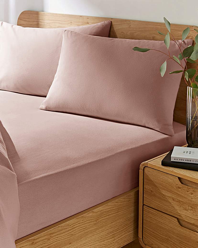 Brushed Cotton Fitted Sheet - Blush