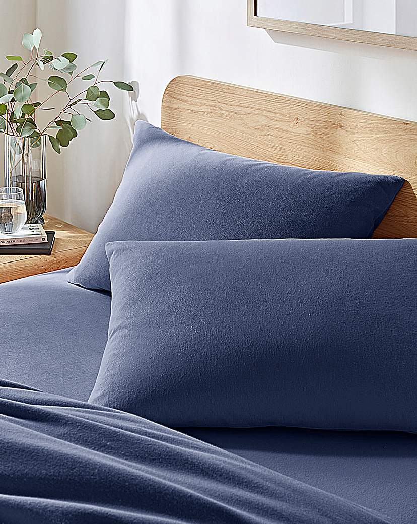 Warm and Cosy Brushed Cotton Pillowcases - Navy