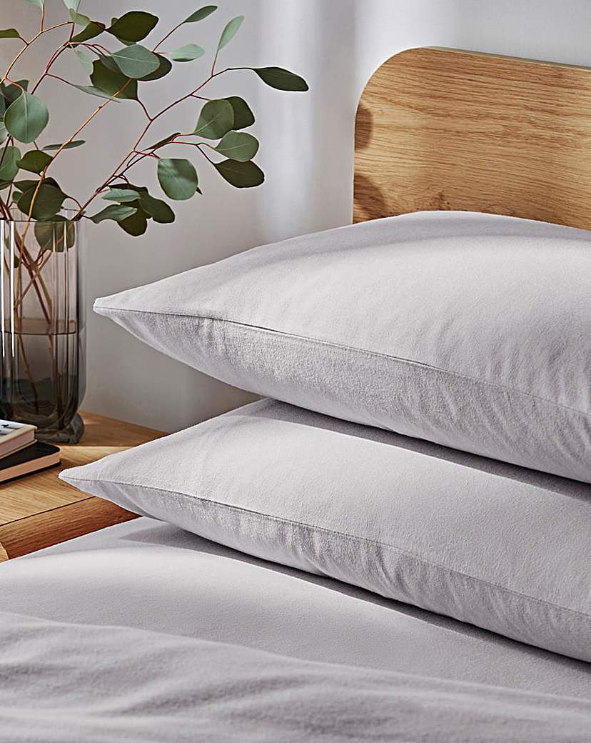 Warm and Cosy Brushed Cotton Pillowcases - Silver