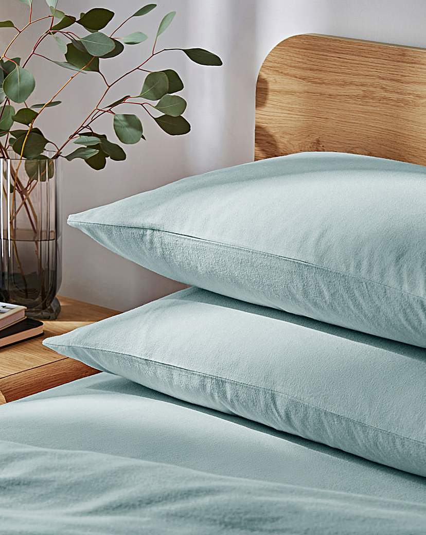 Warm and Cosy Brushed Cotton Pillowcases - Sage