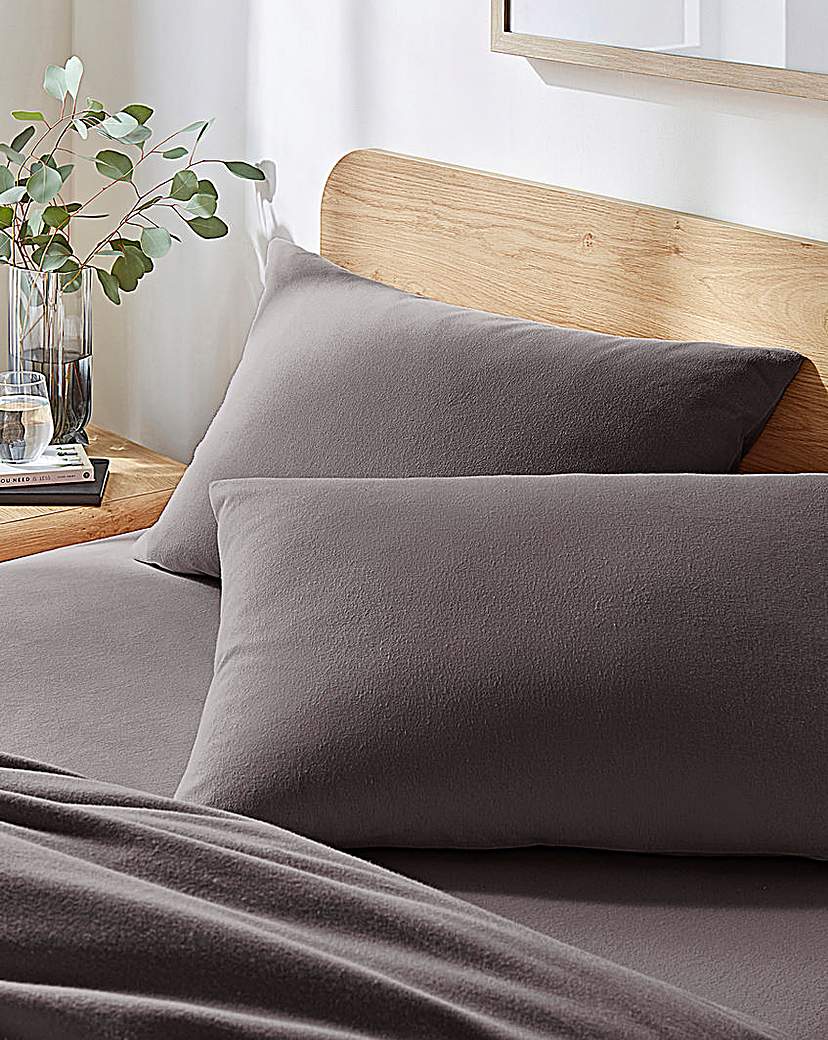 Warm and Cosy Brushed Cotton Pillowcases - Charcoal