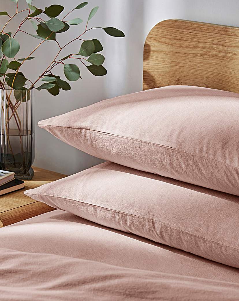 Warm and Cosy Brushed Cotton Pillowcases - Blush