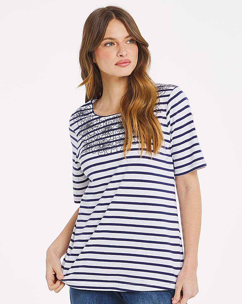 Julipa Stripe T Shirt with Embroidery