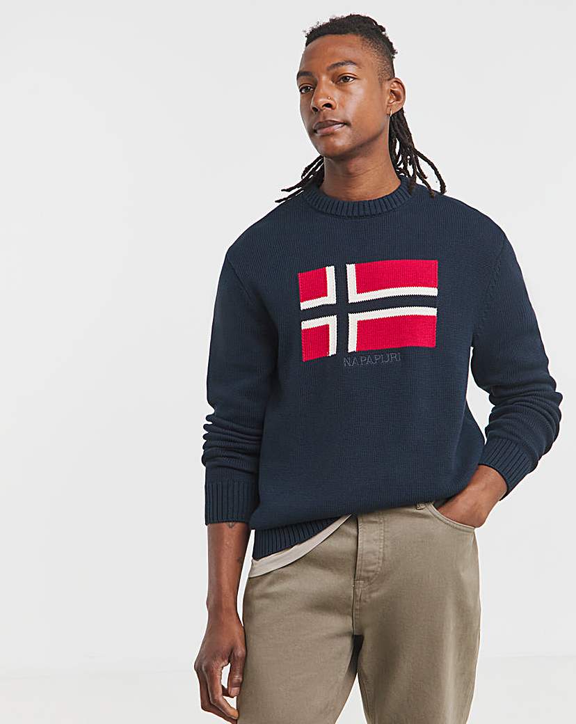 New In - Napapijri Mura Flag Jumper - Navy