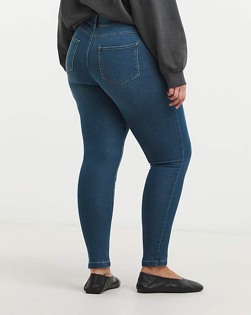 Amber Mid Blue Pull On Skinny Jeggings