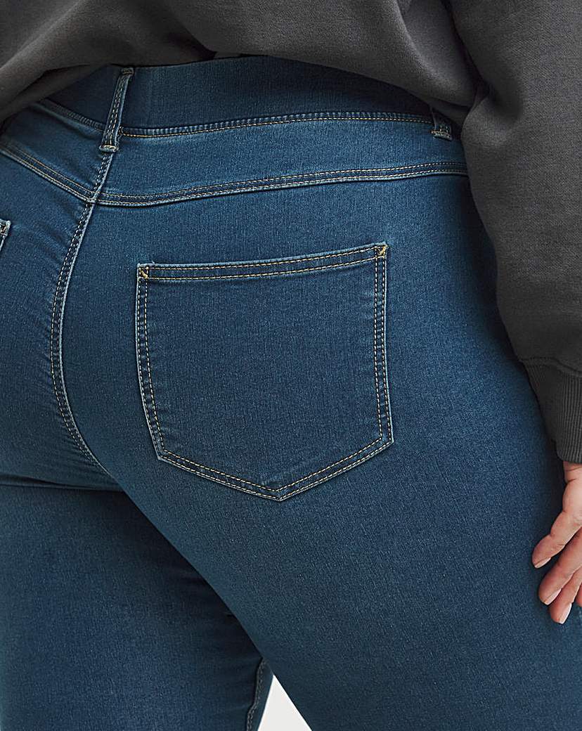Amber Mid Blue Pull On Skinny Jeggings