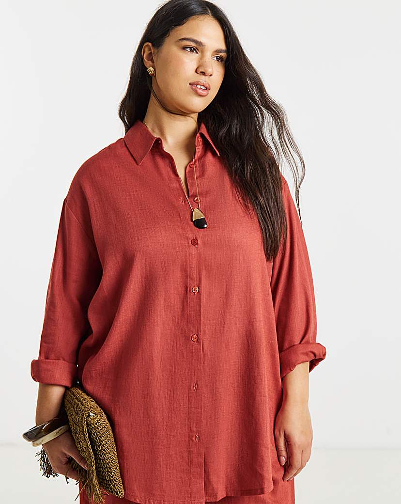 Rust Linen Boxy Shirt