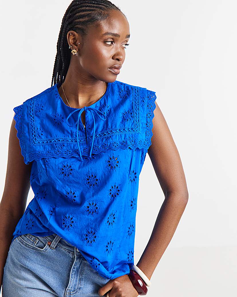 Simply Be Sailor Collar Broderie Top