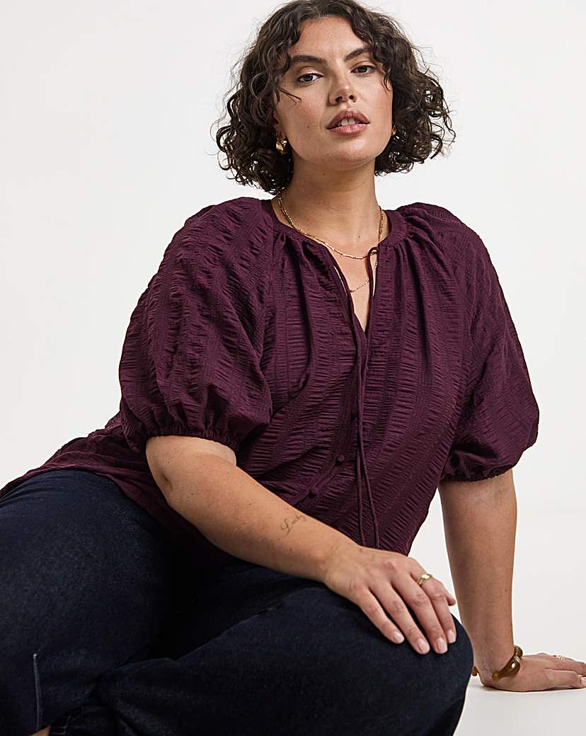 Textured Puff Sleeve Top